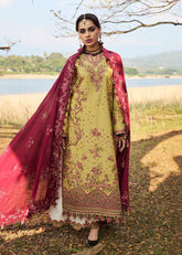 3-PC Unstitched Embroidered Luxury Lawn By Hussain Rehar | Minted